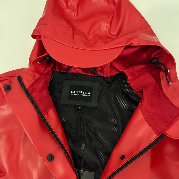 Hairbrella red women Rain Jacket, Waterproof, Satin-Lined Hood,size L - Picture 3 of 14